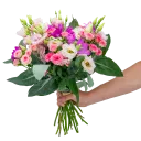 Flower of roses, freesias and lisianthus